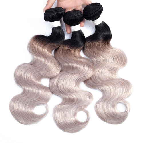 Virgin Hair Body Wave Ombre Dark Roots Grey Hair Bundles | Human Hair Wig | Lace Front