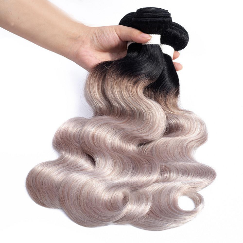 Virgin Hair Body Wave Ombre Dark Roots Grey Hair Bundles | Human Hair Wig | Lace Front