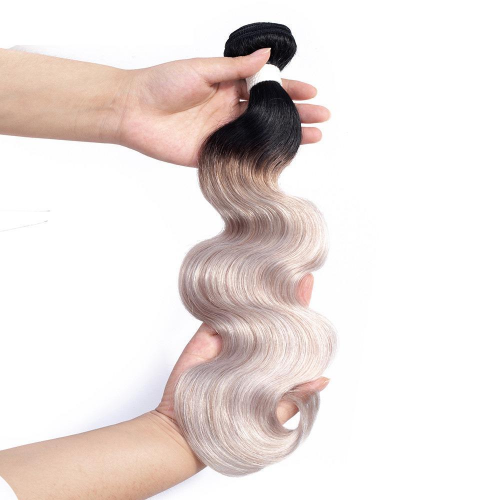Virgin Hair Body Wave Ombre Dark Roots Grey Hair Bundles | Human Hair Wig | Lace Front