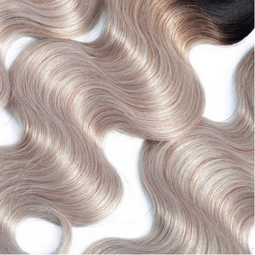 Virgin Hair Body Wave Ombre Dark Roots Grey Hair Bundles | Human Hair Wig | Lace Front