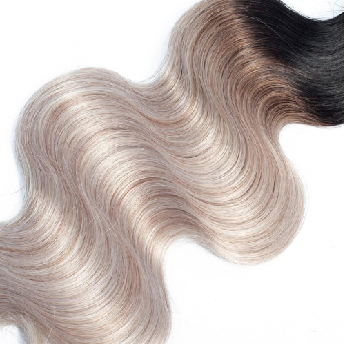 Virgin Hair Body Wave Ombre Dark Roots Grey Hair Bundles | Human Hair Wig | Lace Front