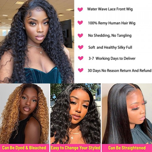Human Hair Transparent Water Wave 13x4 13x6 Transparent Lace Front Wigs | Human Hair Wig | Lace Front
