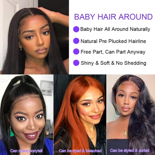Virgin Human Hair Straight 13x4 13x6 Transparent Lace Front Wigs | Human Hair Wig | Lace Front