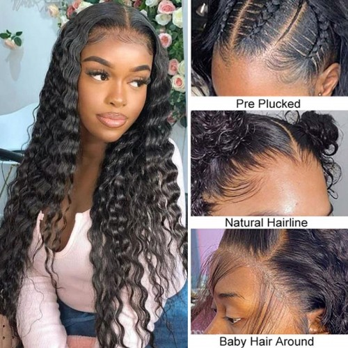 Virgin Human Hair Deep Wave 13x4 13x6 Transparent Lace Front Wigs | Human Hair Wig | Lace Front