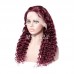 Burgundy Color #99j Human Hair Deep Wave 13X4 Lace Front Wigs