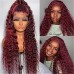 Burgundy Color #99j Human Hair Water Wave 13X4 Lace Front Wigs