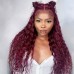 Burgundy Color #99j Human Hair Water Wave 13X4 Lace Front Wigs