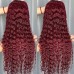 Burgundy Color #99j Human Hair Water Wave 13X4 Lace Front Wigs