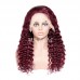 Burgundy Color #99j Human Hair Deep Wave 13X4 Lace Front Wigs