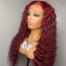 Burgundy Color #99j Human Hair Deep Wave 13X4 Lace Front Wigs