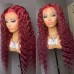 Burgundy Color #99j Human Hair Deep Wave 13X4 Lace Front Wigs