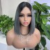 2x6 #1b/Grey Colored Straight BOB Lace Closure Virgin Human Hair Wig
