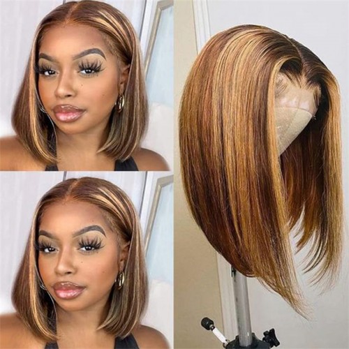 13x4 Straight Hair Colored BOB Lace Front Wig | Human Hair Wig | Lace Front