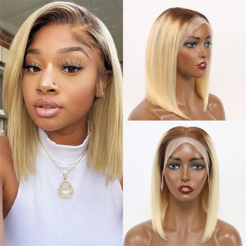 13x4 Straight Hair Colored BOB Lace Front Wig | Human Hair Wig | Lace Front