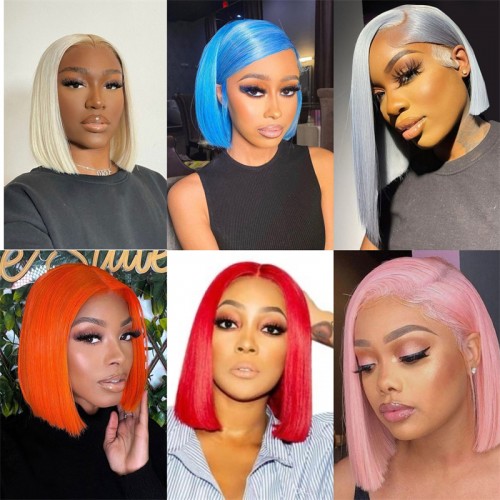 13x6 Straight Hair Colored BOB Lace Front Wig | Human Hair Wig | Lace Front