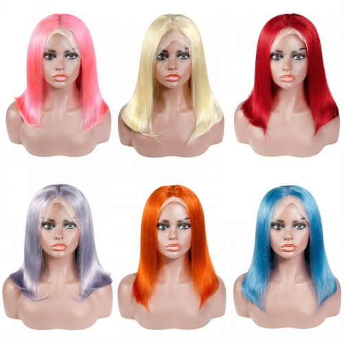 13x6 Straight Hair Colored BOB Lace Front Wig | Human Hair Wig | Lace Front