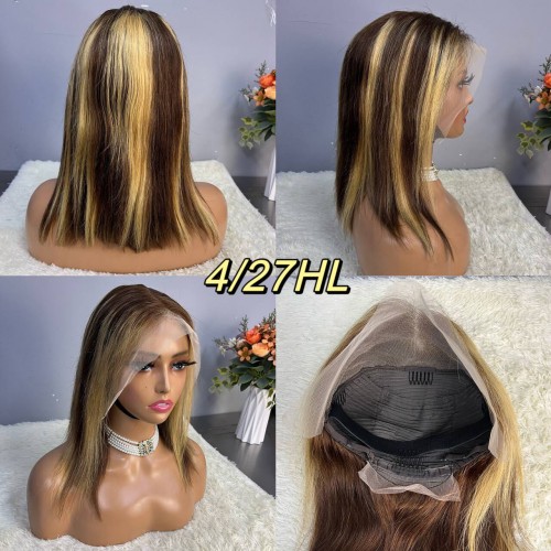 13x4 Straight Hair Colored BOB Lace Front Wig | Human Hair Wig | Lace Front