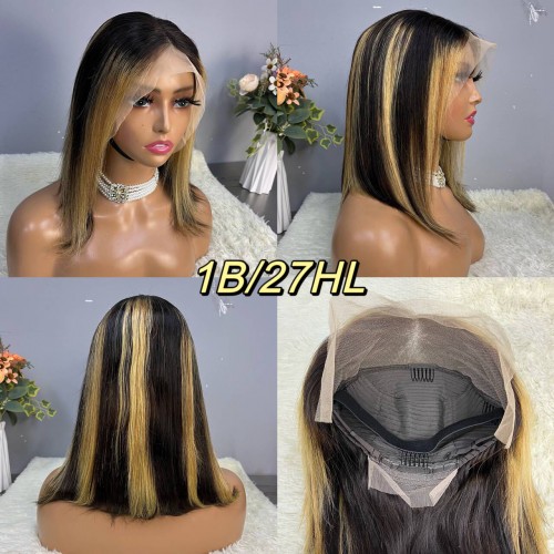 13x4 Straight Hair Colored BOB Lace Front Wig | Human Hair Wig | Lace Front
