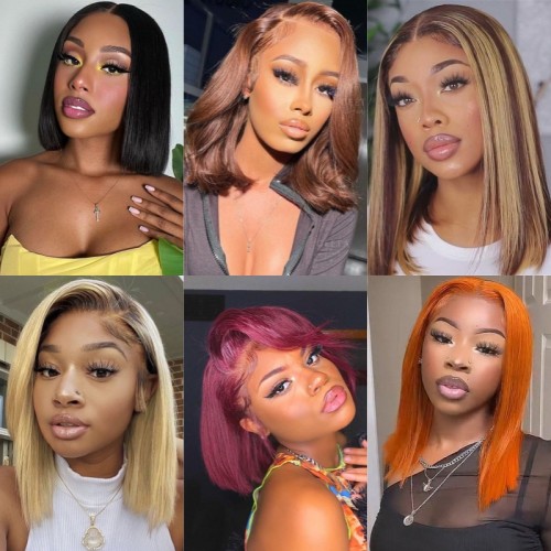 13x4 Straight Hair Colored BOB Lace Front Wig | Human Hair Wig | Lace Front