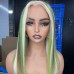 Customized 13x6 Green Highlight Straight Colored Transparent Lace Front Bob Wig