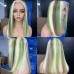Customized 13x6 Green Highlight Straight Colored Transparent Lace Front Bob Wig