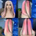 Customized 13x6 Pink Highlight Straight Colored Transparent Lace Front Bob Wig