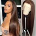 #2 Chestnut Brown Straight Transparent Lace 13x4 Full Frontal Human Hair Wig