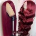 #99J Color Human Hair Straight Transparent Lace 13x4 Full Frontal Wig