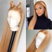 #27 Honey Blonde Human Hair Straight Transparent Lace 13x4 Full Frontal Wig