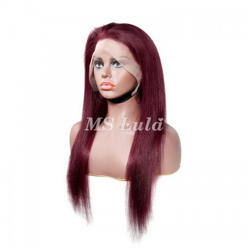 #99J Color Human Hair Straight Transparent Lace 13x4 Full Frontal Wig | Human Hair Wig | Lace Front