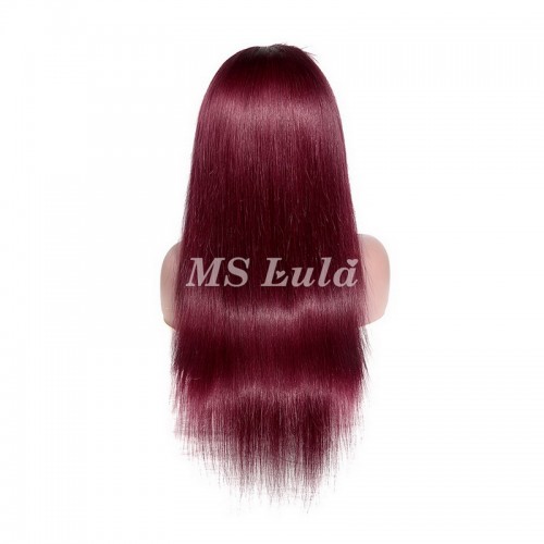 #99J Color Human Hair Straight Transparent Lace 13x4 Full Frontal Wig | Human Hair Wig | Lace Front