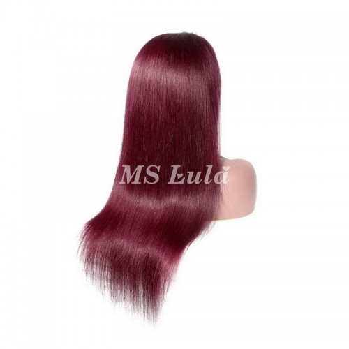 #99J Color Human Hair Straight Transparent Lace 13x4 Full Frontal Wig | Human Hair Wig | Lace Front