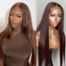 #4 Color Human Hair Straight Transparent Lace 13x4 Full Frontal Wig