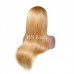 #27 Honey Blonde Human Hair Straight Transparent Lace 13x4 Full Frontal Wig