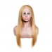 #27 Honey Blonde Human Hair Straight Transparent Lace 13x4 Full Frontal Wig