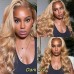 #27 Honey Blonde Body Wave Transparent Lace 13x4 Full Frontal Human Hair Wig
