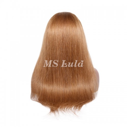 #8 Color Human Hair Straight Transparent Lace 13x4 Full Frontal Wig | Human Hair Wig | Lace Front