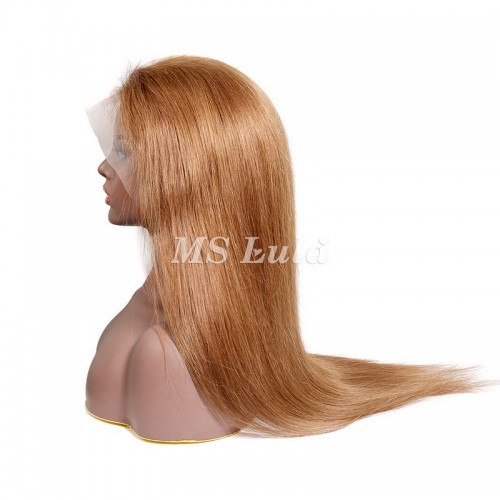 #8 Color Human Hair Straight Transparent Lace 13x4 Full Frontal Wig | Human Hair Wig | Lace Front