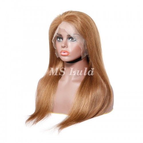 #8 Color Human Hair Straight Transparent Lace 13x4 Full Frontal Wig | Human Hair Wig | Lace Front