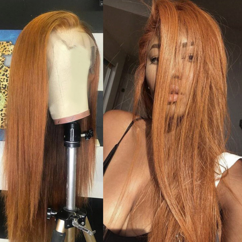 #8 Color Human Hair Straight Transparent Lace 13x4 Full Frontal Wig | Human Hair Wig | Lace Front