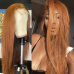 #8 Color Human Hair Straight Transparent Lace 13x4 Full Frontal Wig