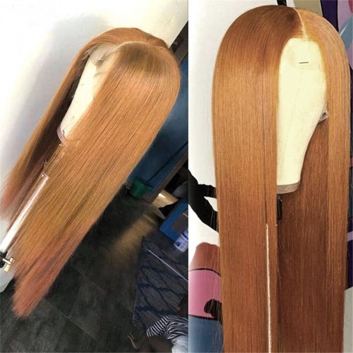 #8 Color Human Hair Straight Transparent Lace 13x4 Full Frontal Wig | Human Hair Wig | Lace Front