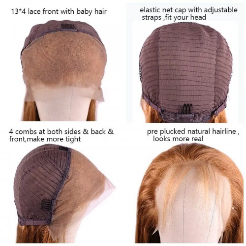 #8 Color Human Hair Straight Transparent Lace 13x4 Full Frontal Wig | Human Hair Wig | Lace Front
