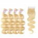 613# Virgin Body Wave Hair Bundles With 5X5 Lace Closure