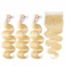 613# Virgin Body Wave Hair Bundles With 6x6 Lace Closure