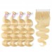 613# Virgin Body Wave Hair Bundles With 6x6 Lace Closure