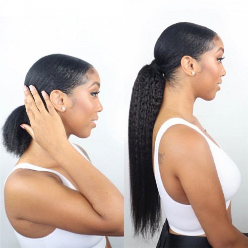 Kinky Straight Drawstring Ponytail Virgin Remy Human Hair Extensions | Human Hair Wig | Lace Front