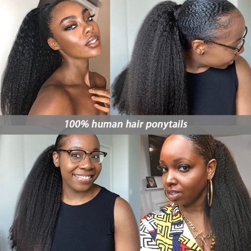 Kinky Straight Drawstring Ponytail Virgin Remy Human Hair Extensions | Human Hair Wig | Lace Front