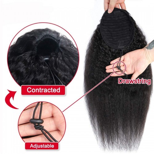Kinky Straight Drawstring Ponytail Virgin Remy Human Hair Extensions | Human Hair Wig | Lace Front