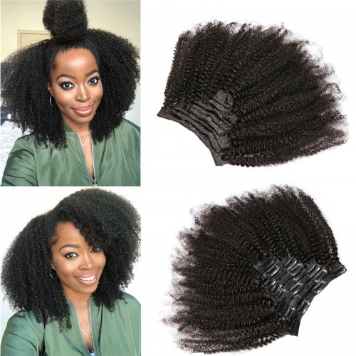 100% Virgin Remy Human Hair Clip In Hair Extensions  Afro Kinky Curly(7 Pcs/set) | Human Hair Wig | Lace Front
